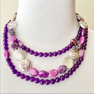 Handcrafted Purple 3 layers necklace